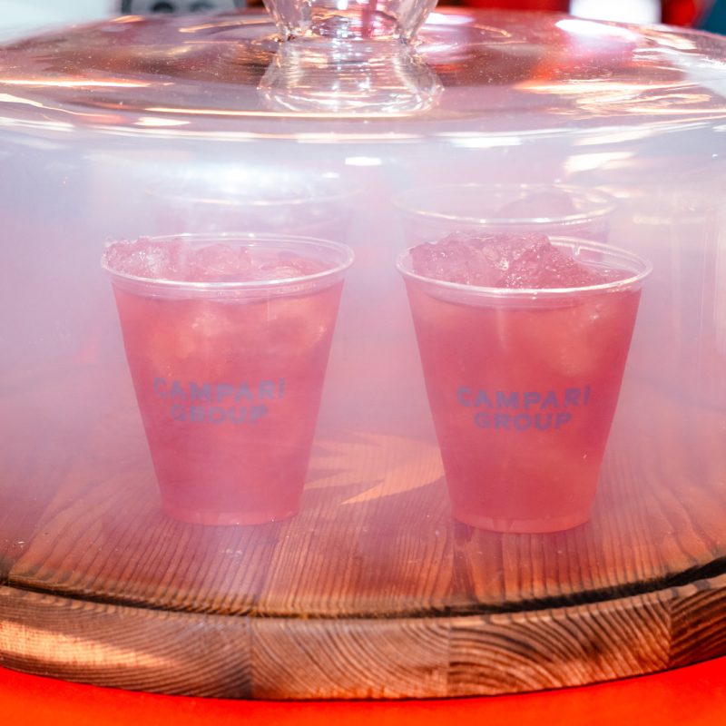cherry bomb boulevardier in smoking cloche.