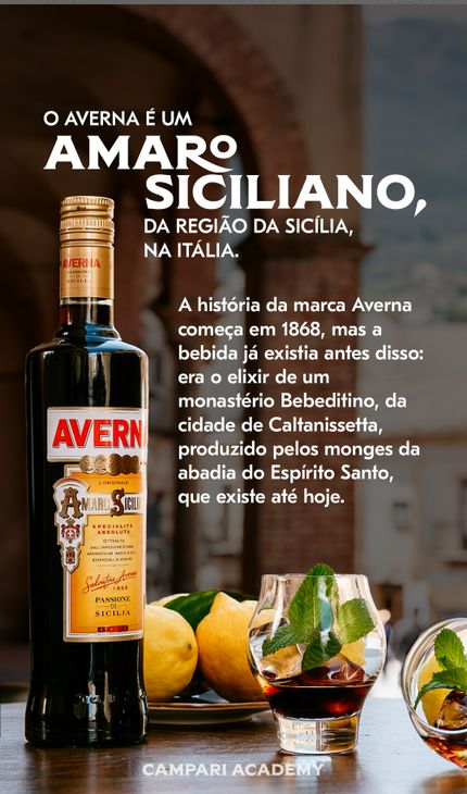 imagem com descrição sobre a bebida Averna
